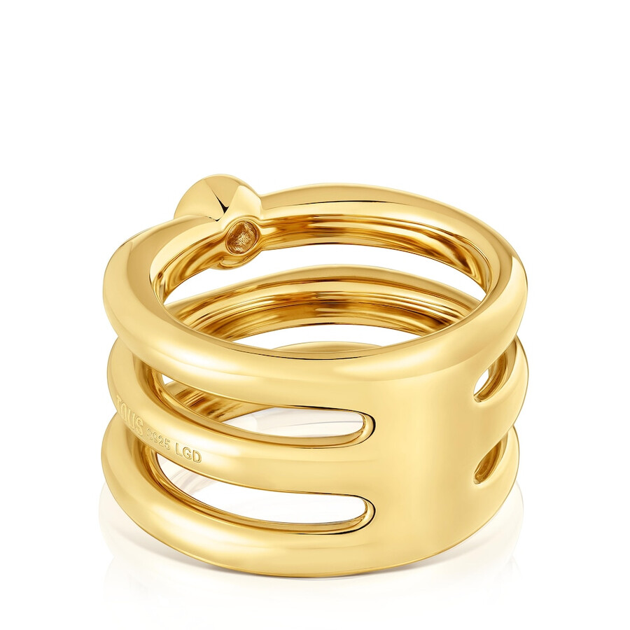 dreifachring aus 18-karätigem gold über silber mit im labor gezüchtetem diamanten linie lgd