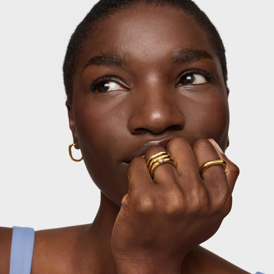 dreifachring aus 18-karätigem gold über silber mit im labor gezüchtetem diamanten linie lgd