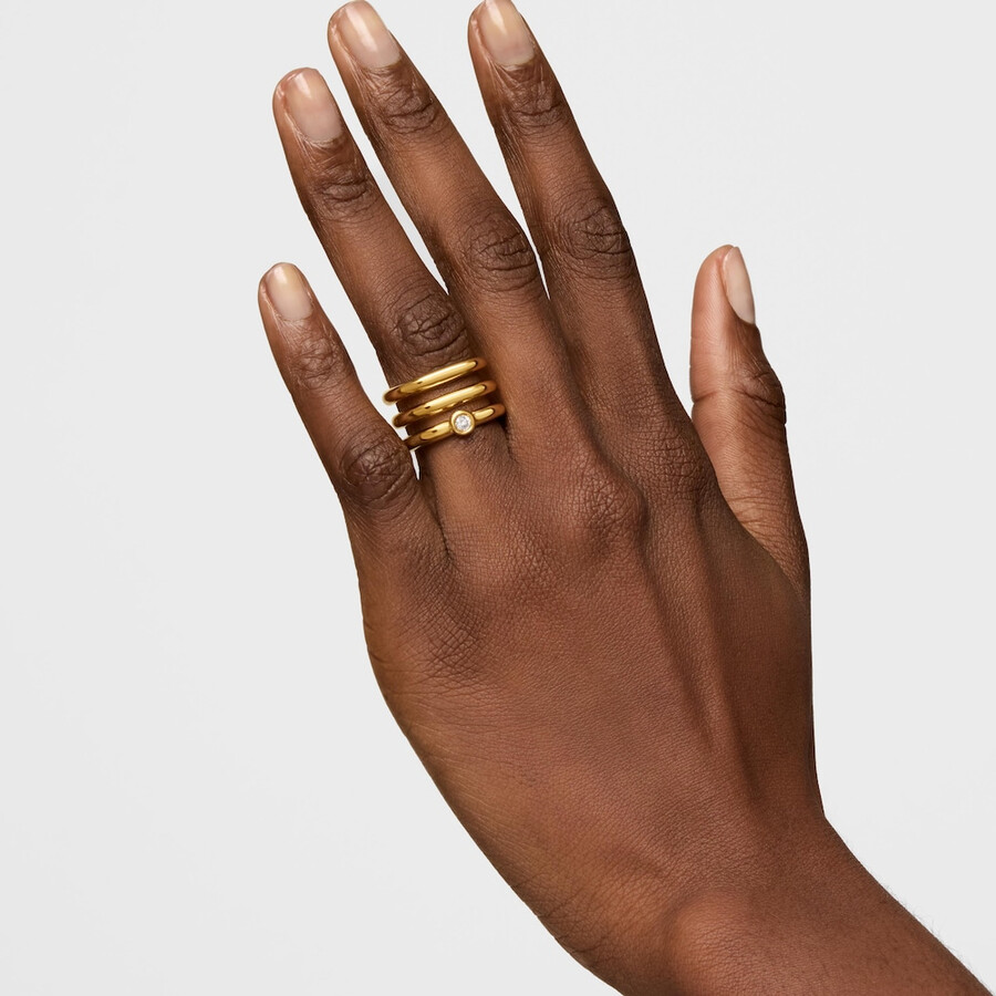 dreifachring aus 18-karätigem gold über silber mit im labor gezüchtetem diamanten linie lgd