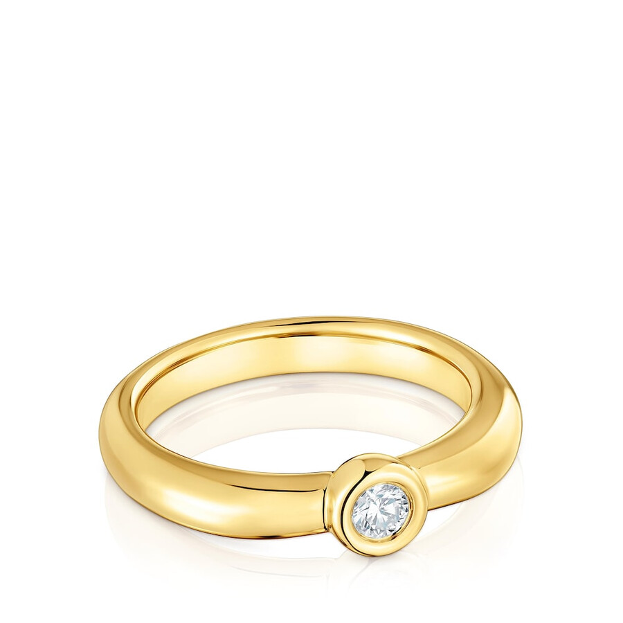 breiter ring aus 18-karätigem gold über silber mit im labor gezüchtetem diamanten linie lgd.