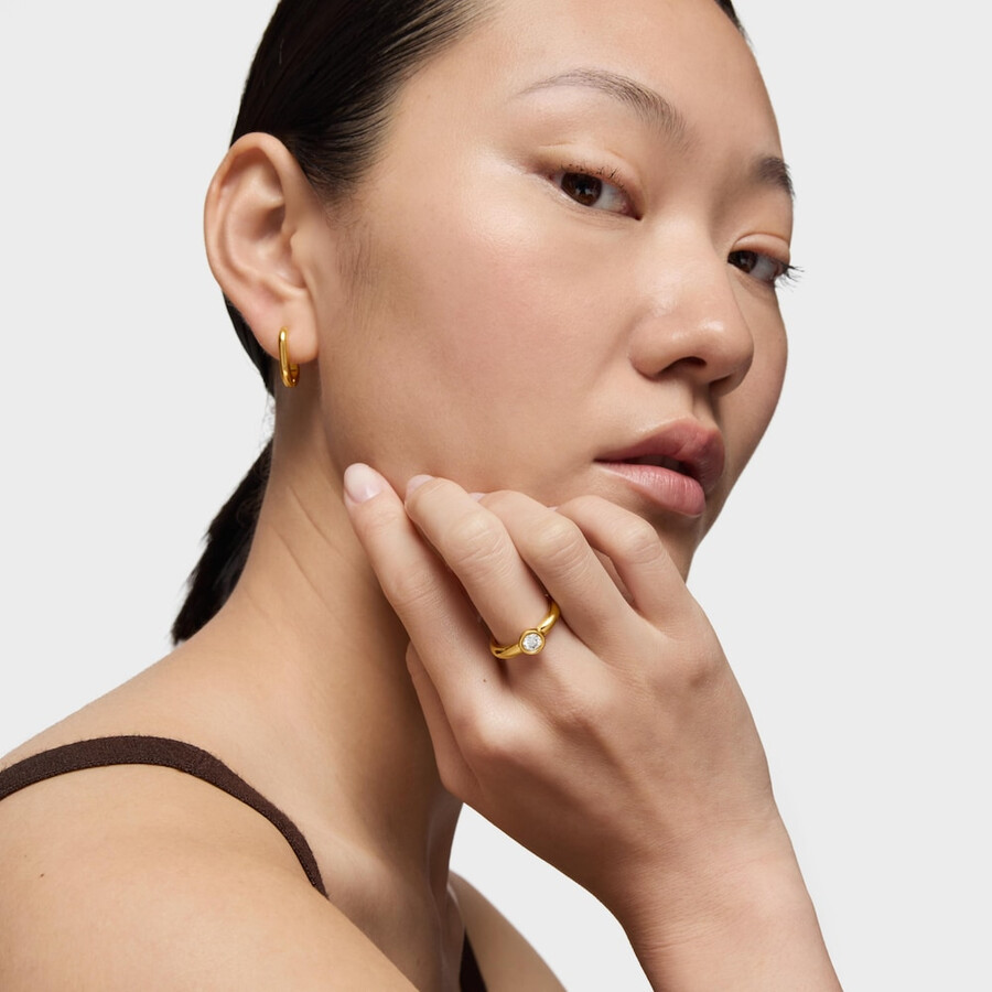 breiter ring aus 18-karätigem gold über silber mit im labor gezüchtetem diamanten linie lgd.