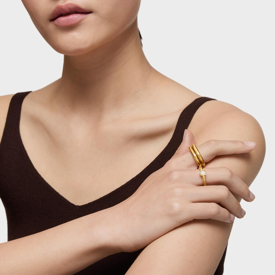 breiter ring aus 18-karätigem gold über silber mit im labor gezüchtetem diamanten linie lgd.