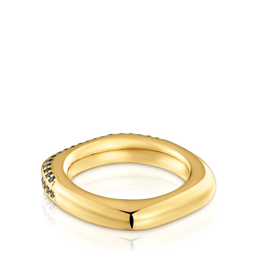 ring mit 18-karätiger vergoldung über silber und spinellen linie