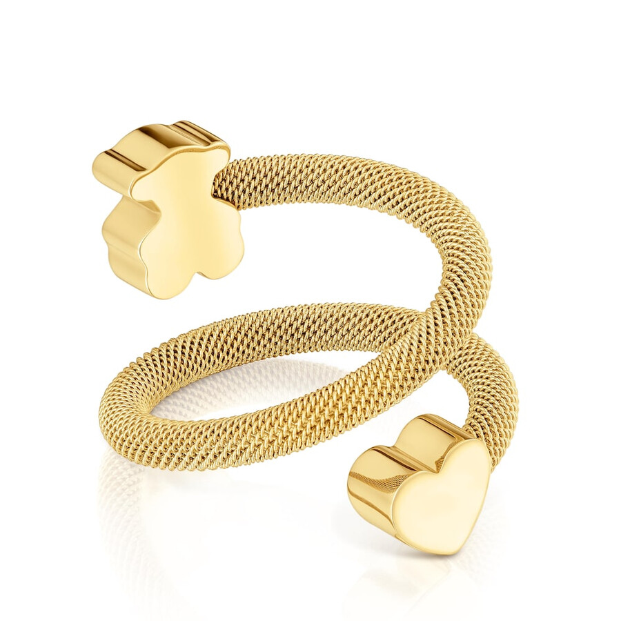 spiralring mit 18-karätiger vergoldung auf silber und motiven icon mesh