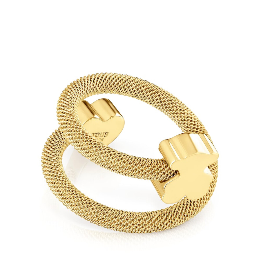spiralring mit 18-karätiger vergoldung auf silber und motiven icon mesh