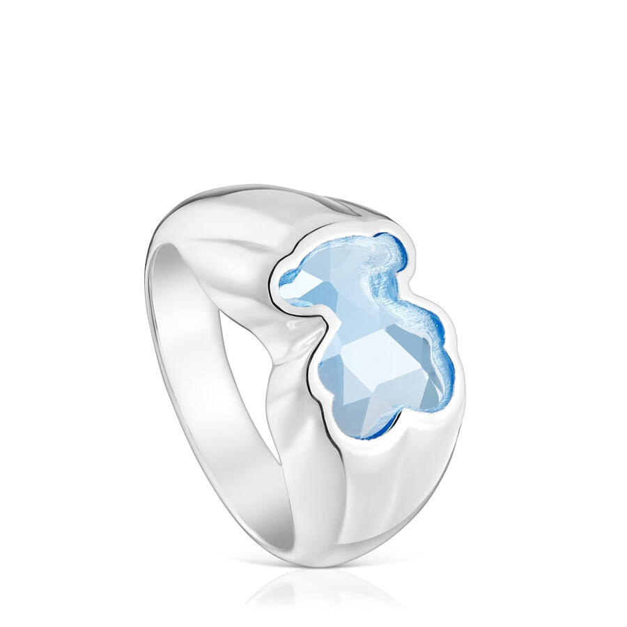 mittelgroßer silberring mit im labor gezüchtetem blauem spinell icon color lgg