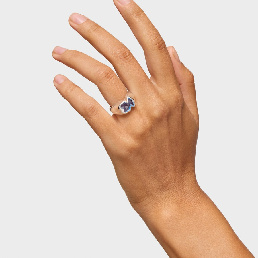 mittelgroßer silberring mit im labor gezüchtetem blauem spinell icon color lgg