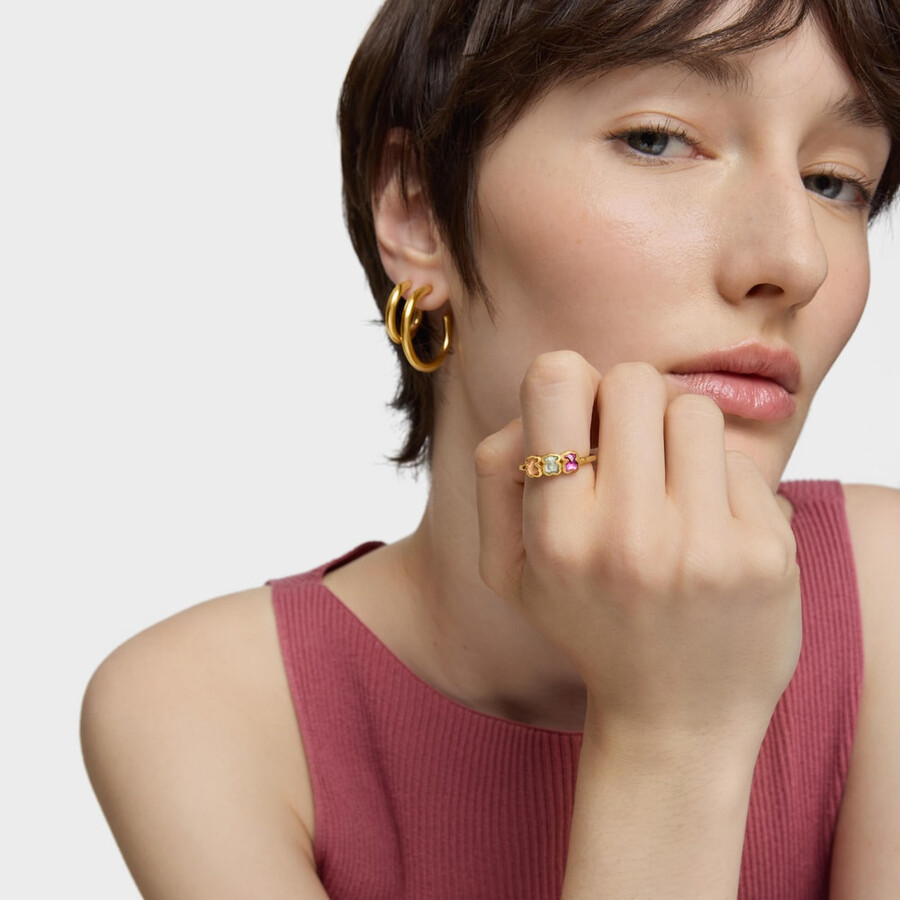ring mit 18-karätiger vergoldung auf silber und im labor gezüchteten edelsteinen icon color lgg