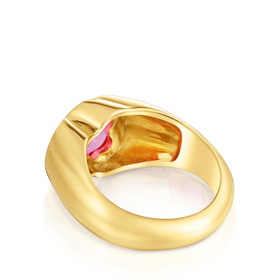 mittelgroßer ring mit 18-karätiger vergoldung auf silber und im labor gezüchtetem rubin icon color lgg