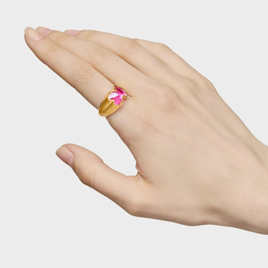 mittelgroßer ring mit 18-karätiger vergoldung auf silber und im labor gezüchtetem rubin icon color lgg