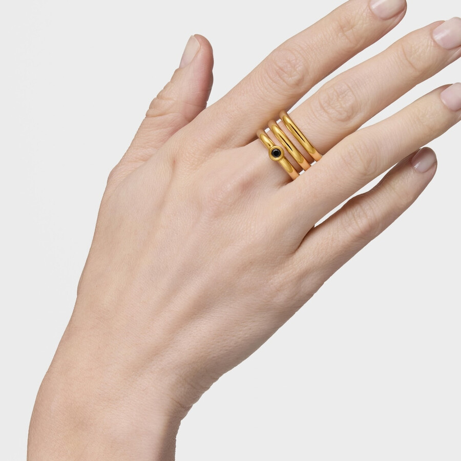 dreifacher ring mit 18-karätiger vergoldung über silber und schwarzem spinell der tous-linie