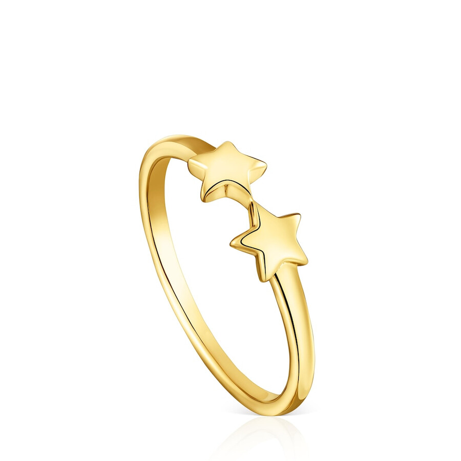 offener ring mit 18-karätiger vergoldung auf silber und sternenmotiven von tous