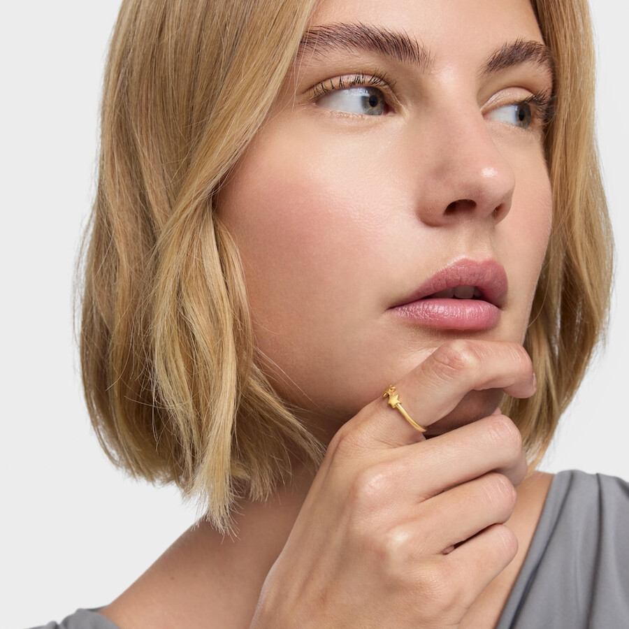 offener ring mit 18-karätiger vergoldung auf silber und sternenmotiven von tous