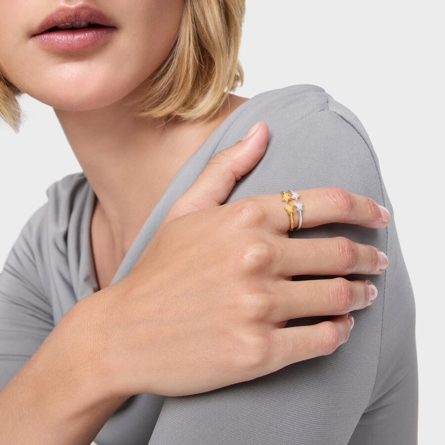 offener ring mit 18-karätiger vergoldung auf silber und sternenmotiven von tous