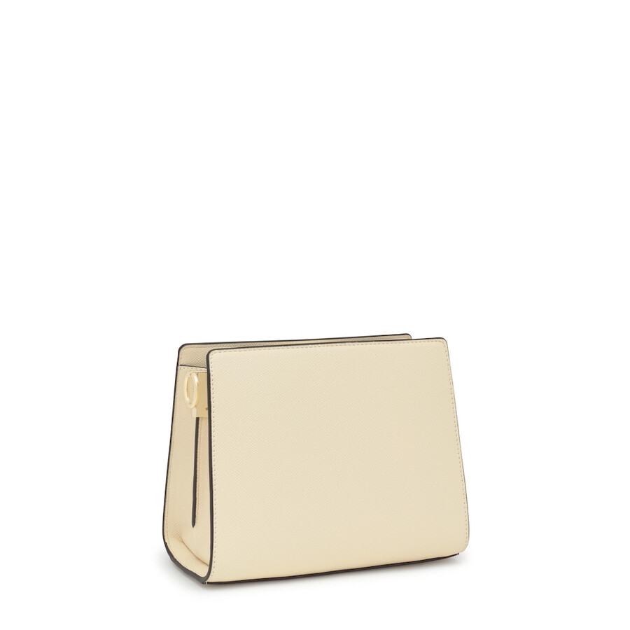 kleine beige einkaufstasche audree aus saffiano