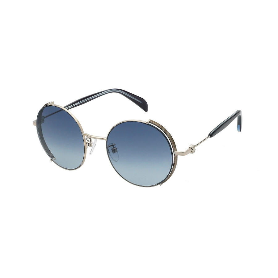 runde blaue sonnenbrille aus metall