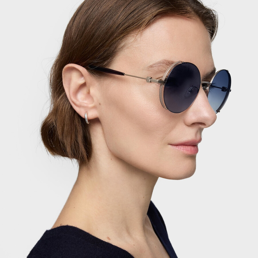 runde blaue sonnenbrille aus metall
