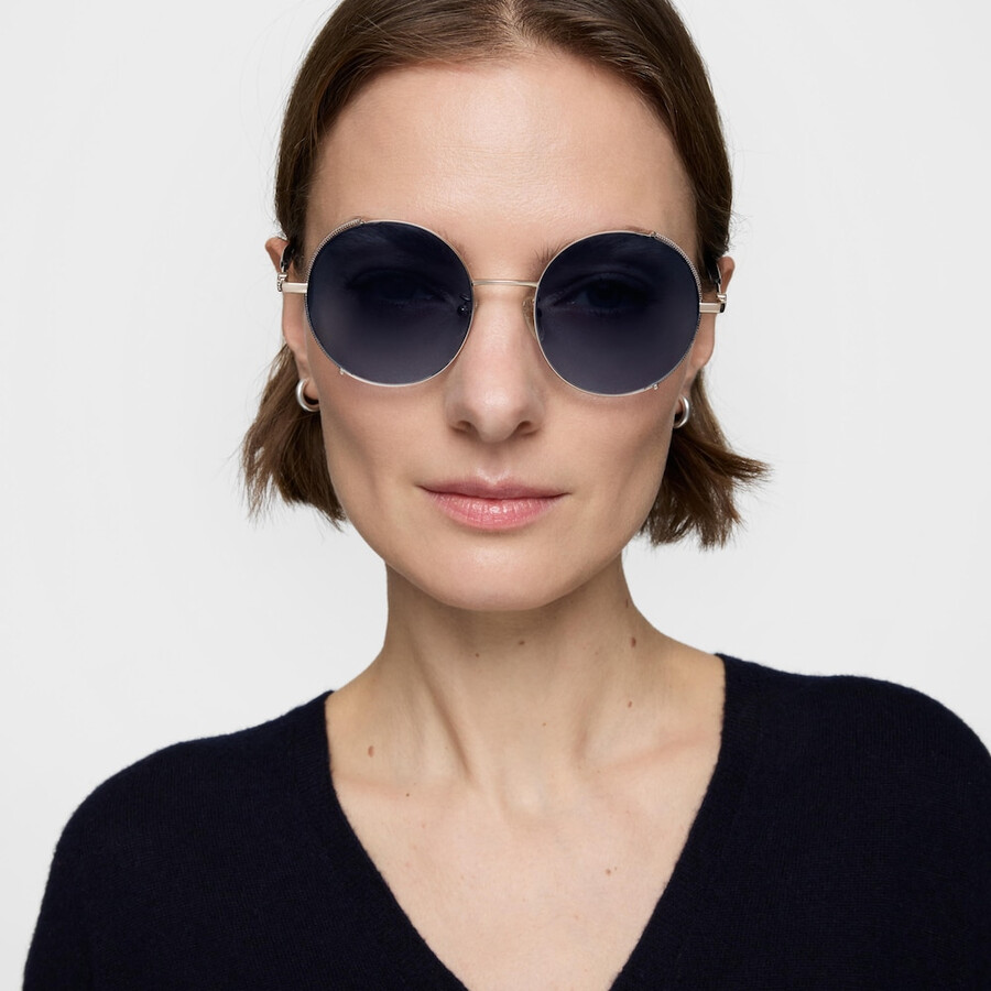runde blaue sonnenbrille aus metall