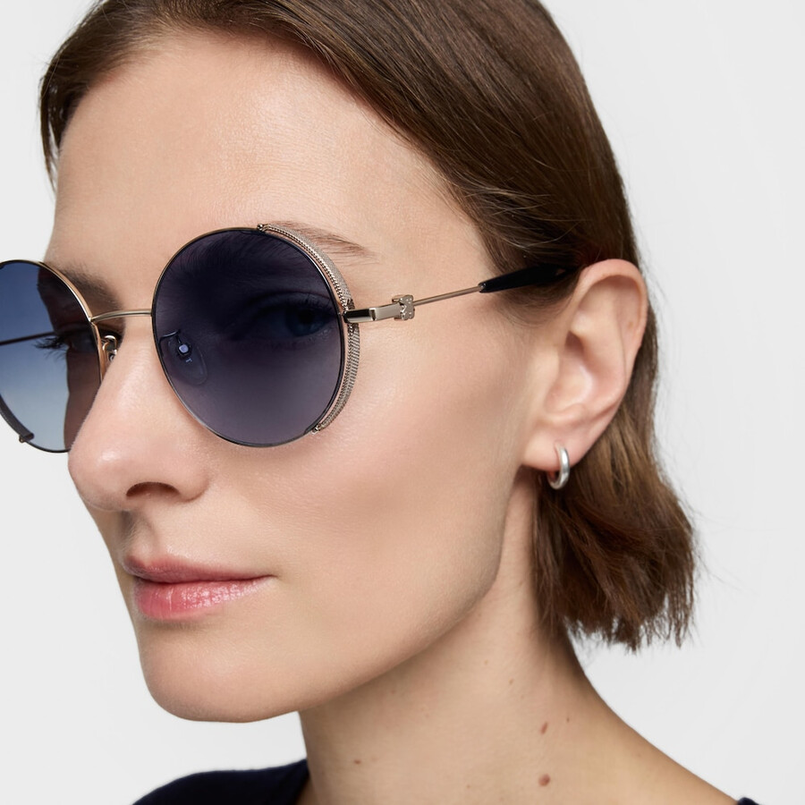 runde blaue sonnenbrille aus metall