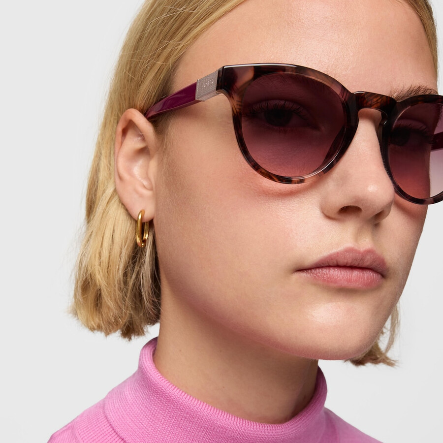 burgunderfarbene sonnenbrille rund mesh