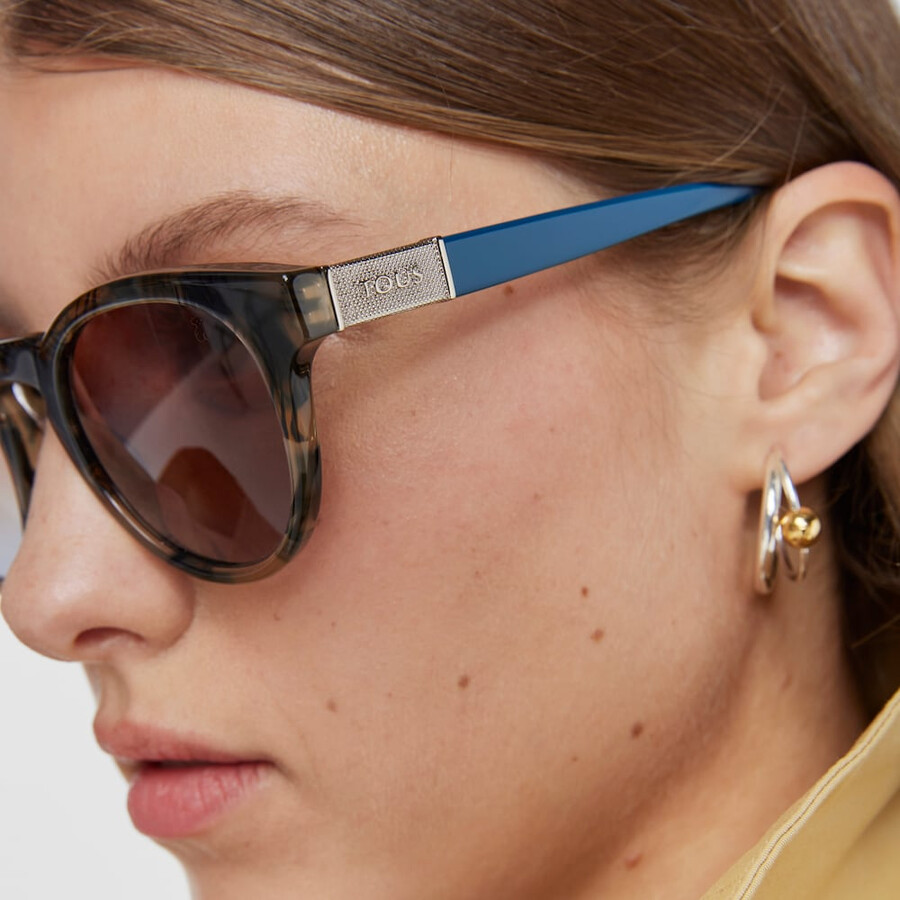 runde blaue sonnenbrille aus mesh