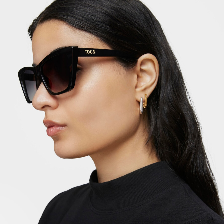 schwarze sonnenbrille mit tous-logo-farbblock