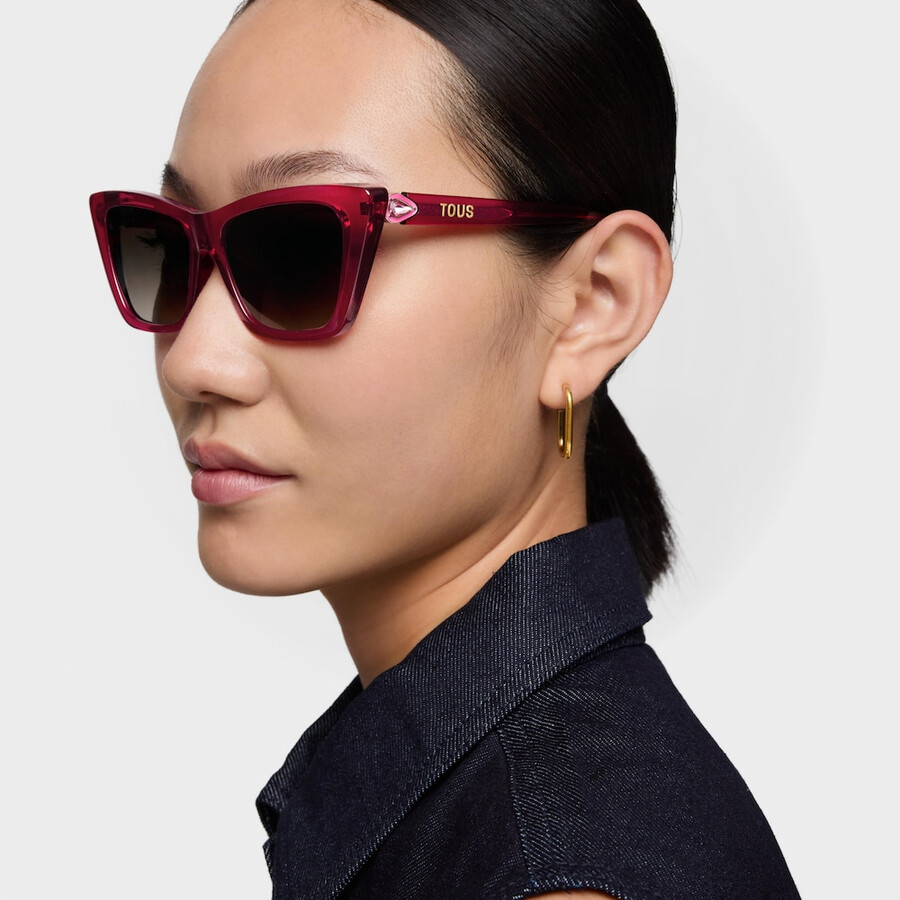 pinkfarbene sonnenbrille mit tous-logo farbblock