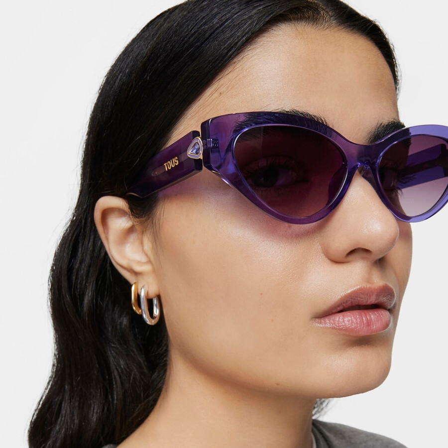 lilafarbene sonnenbrille tous cat eye