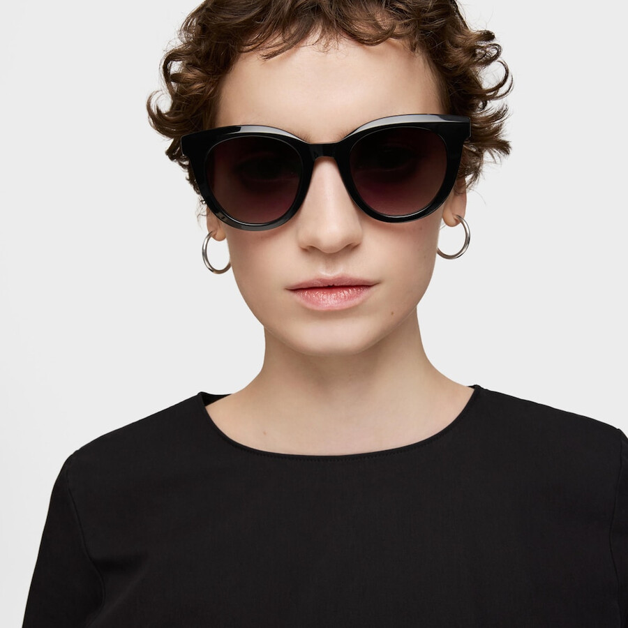 schwarze sonnenbrille tous round logo