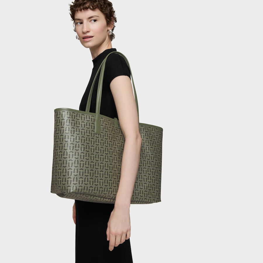 große wendbare tragetasche in khaki-farbe von tous double way manifesto