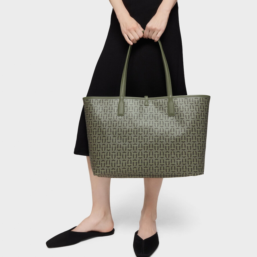 große wendbare tragetasche in khaki-farbe von tous double way manifesto