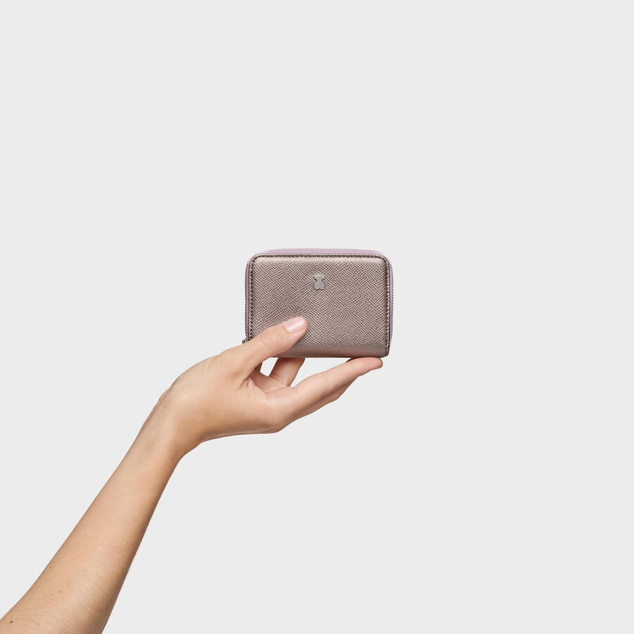 mittelgroßes silberfarbenes new dubai saffiano portemonnaie