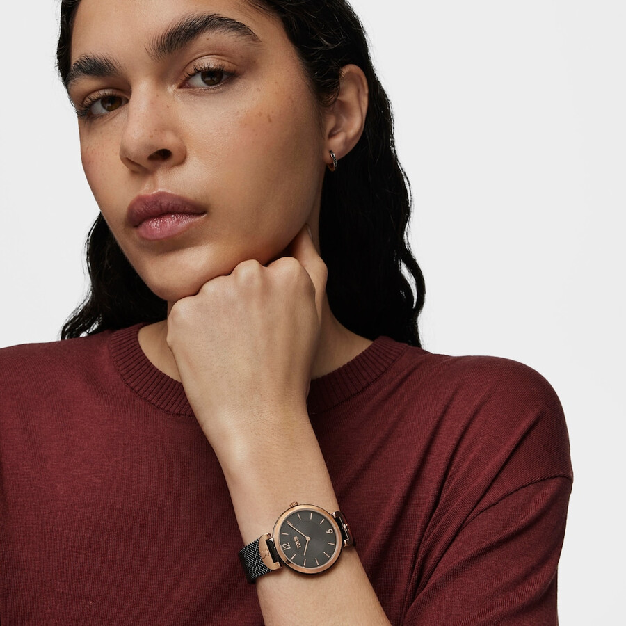 schwarze ip-stahl-s-mesh-uhr