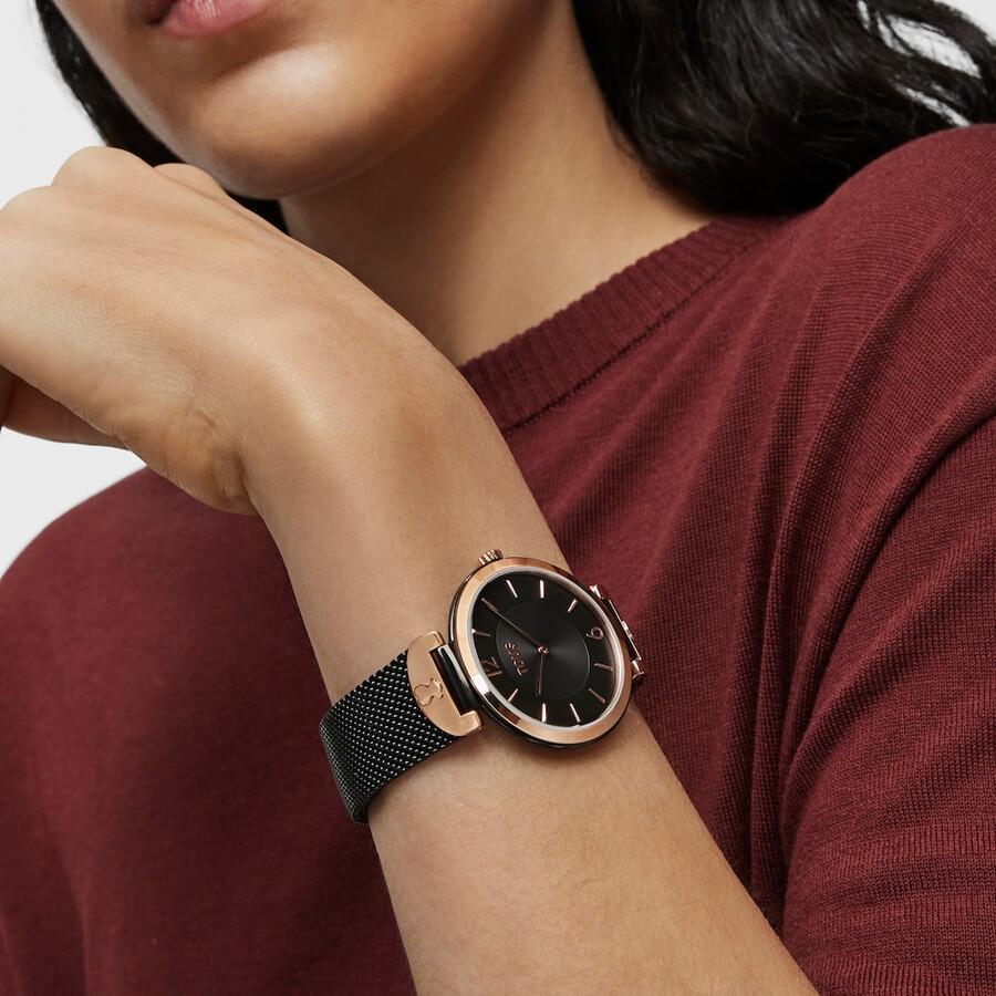 schwarze ip-stahl-s-mesh-uhr