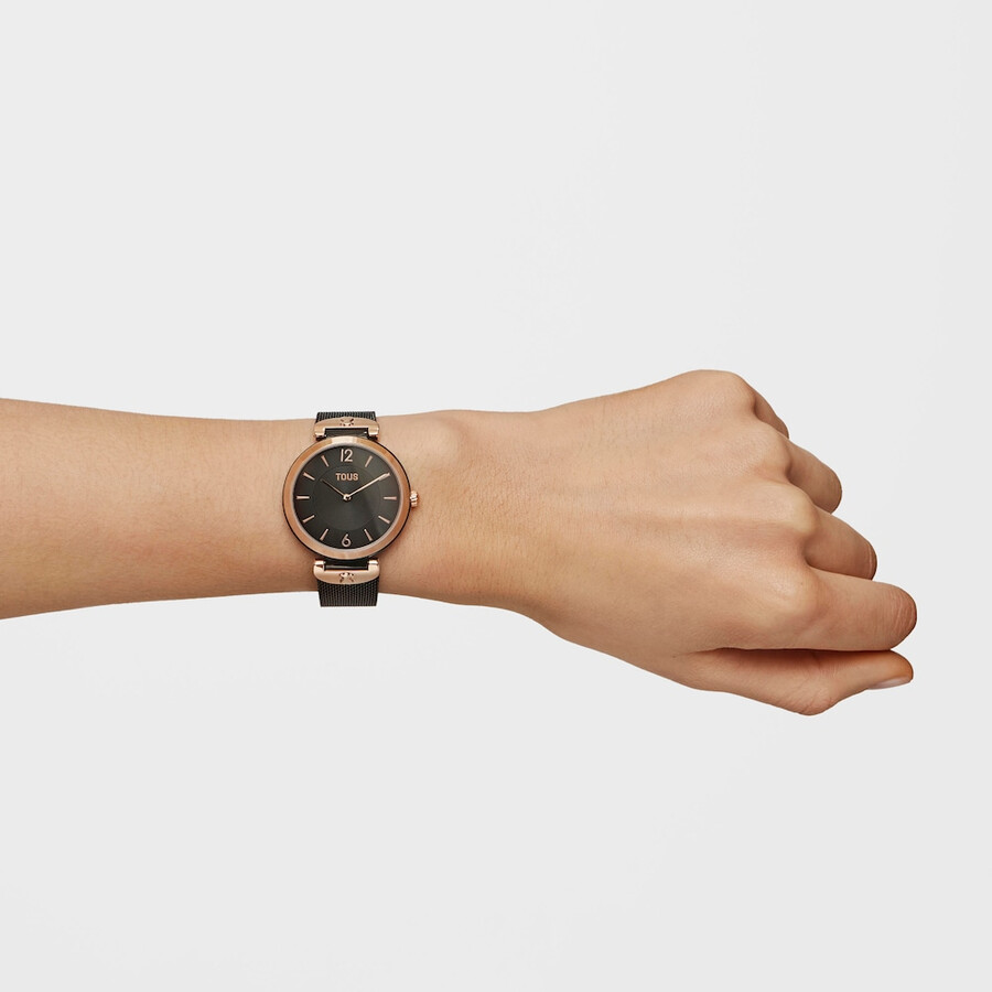 schwarze ip-stahl-s-mesh-uhr