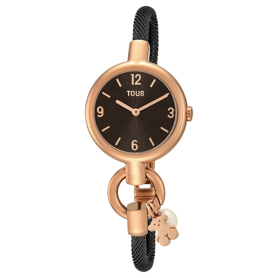 rose ip steel hold charms uhr mit schwarzem ip-stahlarmband