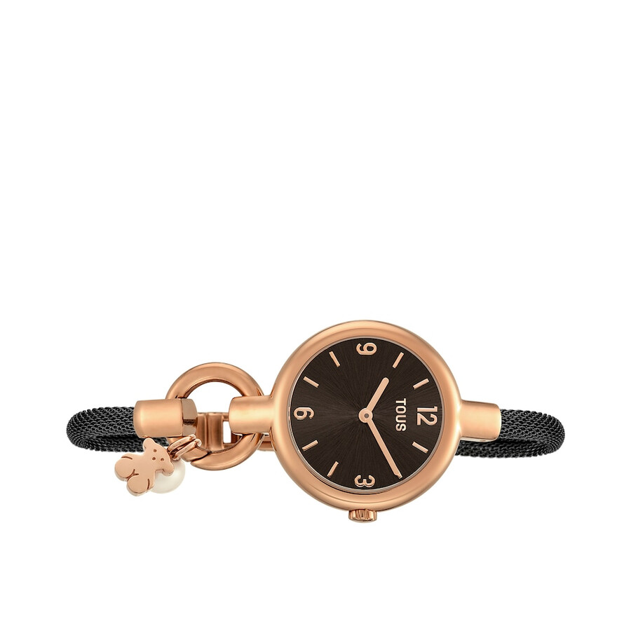 rose ip steel hold charms uhr mit schwarzem ip-stahlarmband