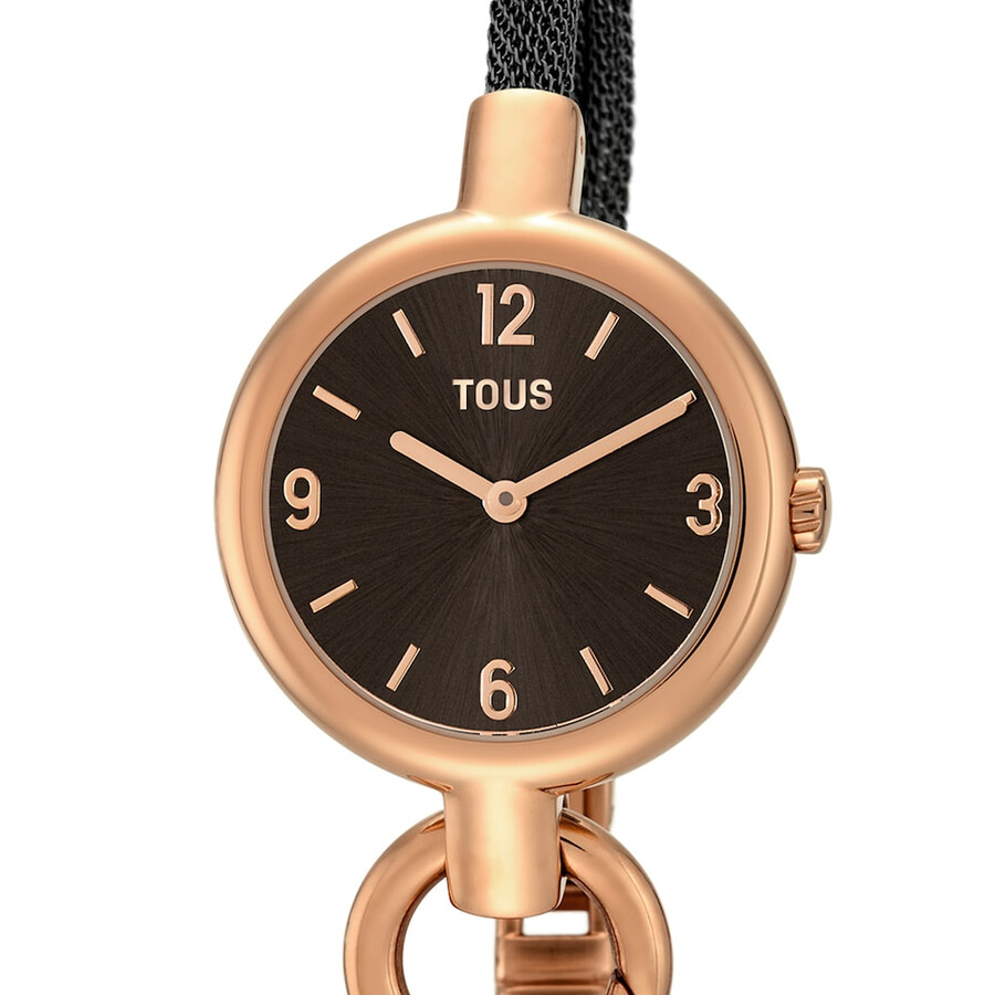 rose ip steel hold charms uhr mit schwarzem ip-stahlarmband