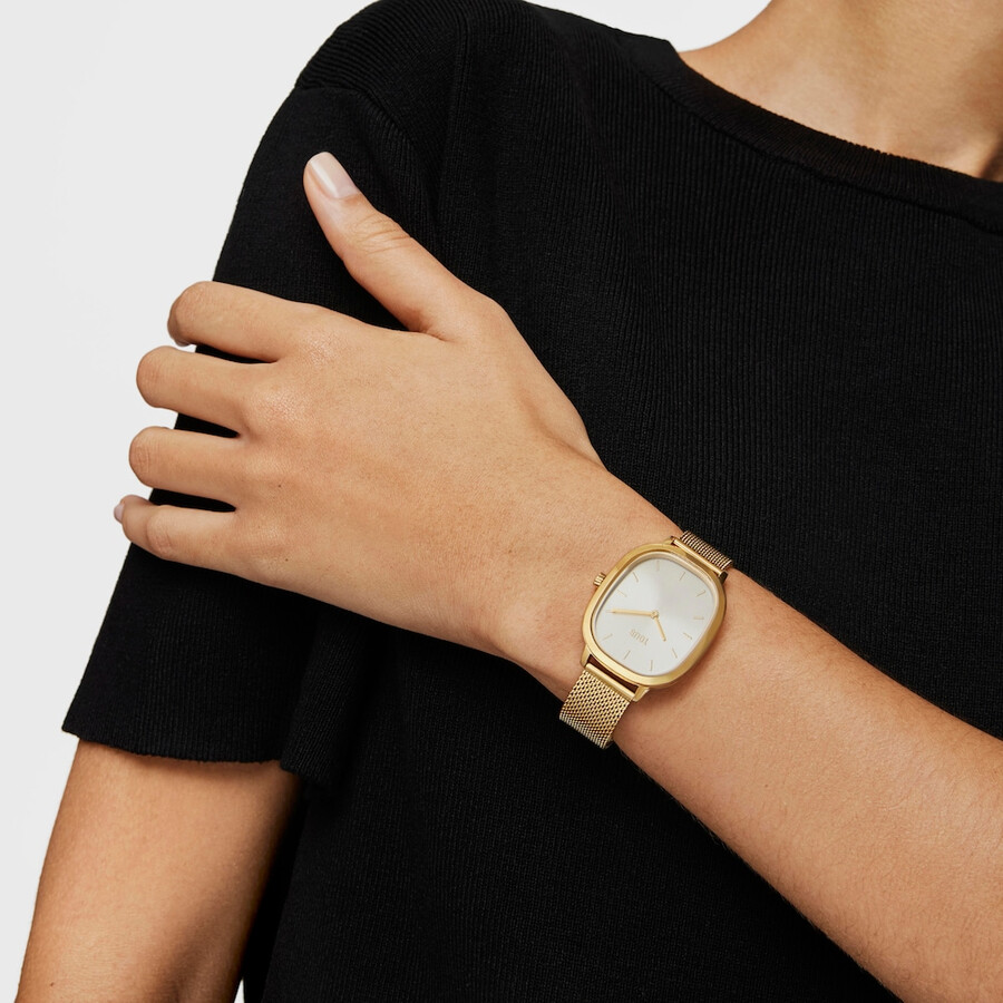 goldfarbene ip-stahl-heritage-uhr