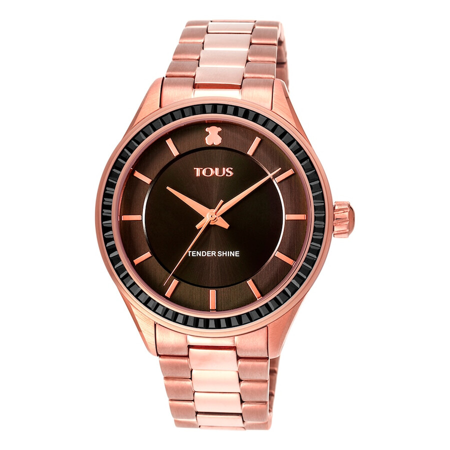 roségoldene ip-beschichtete t-shine-uhr aus stahl mit zirkonia