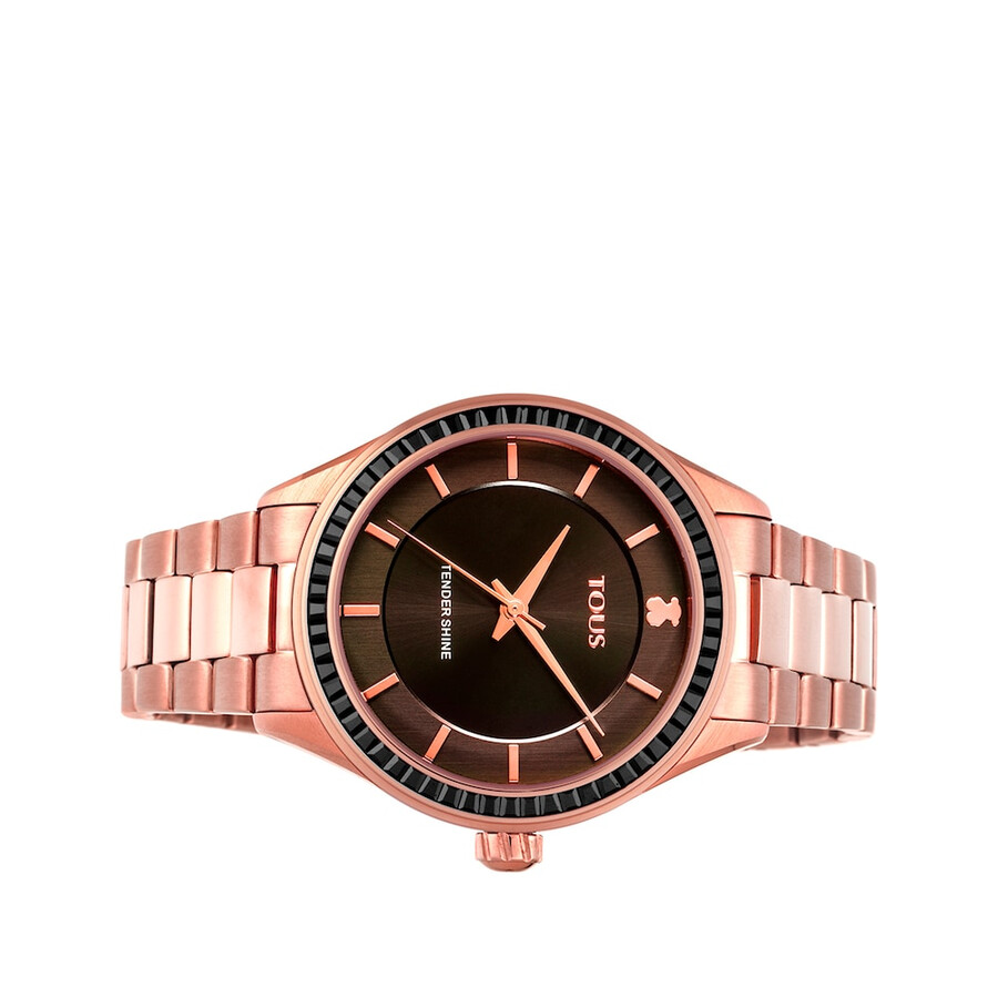 roségoldene ip-beschichtete t-shine-uhr aus stahl mit zirkonia