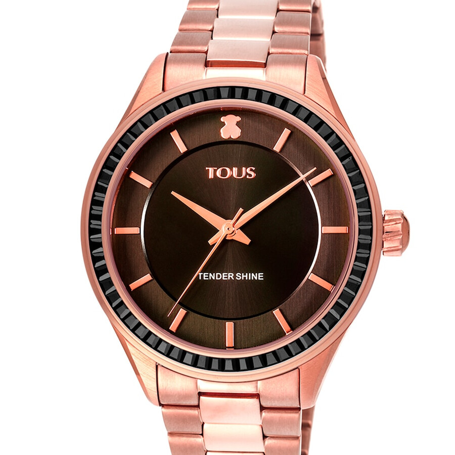 roségoldene ip-beschichtete t-shine-uhr aus stahl mit zirkonia