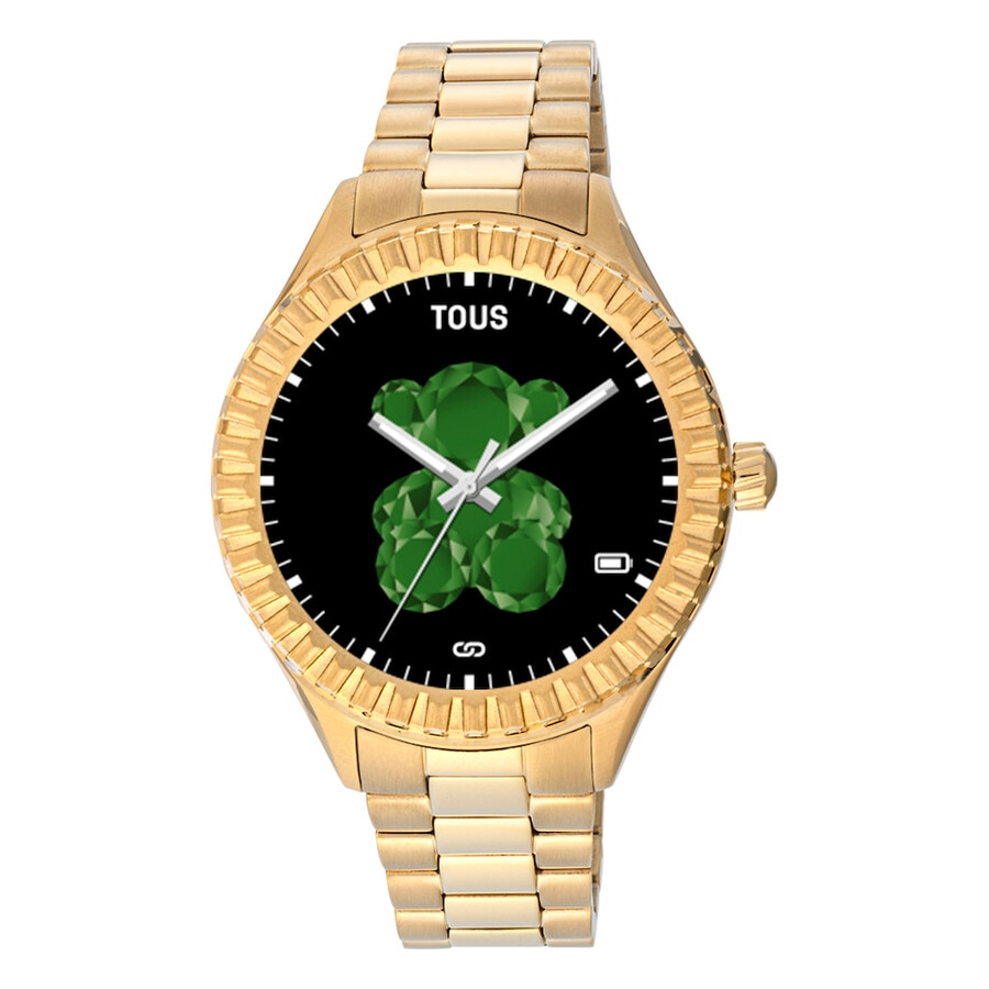t-bear connect smartwatch mit goldfarbenem ip-stahlarmband