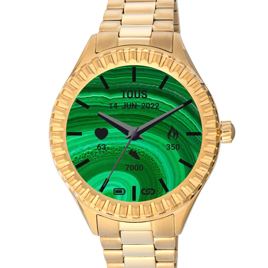 t-bear connect smartwatch mit goldfarbenem ip-stahlarmband