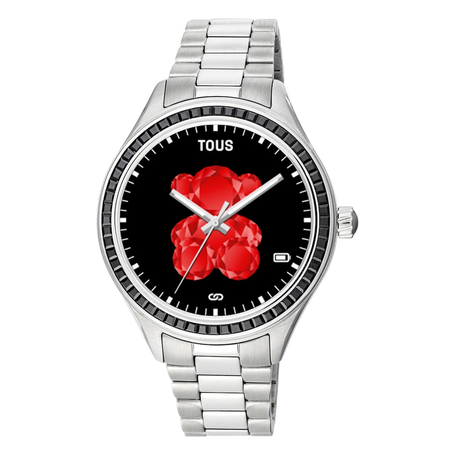t-shine connect smartwatch mit edelstahlarmband und schwarzen zirkonia