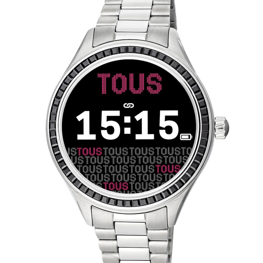 t-shine connect smartwatch mit edelstahlarmband und schwarzen zirkonia