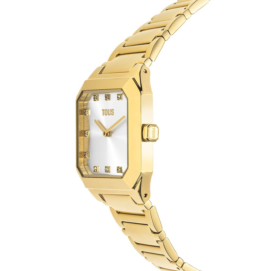 analoge uhr mit goldfarbenem ipg-stahlarmband karat squared