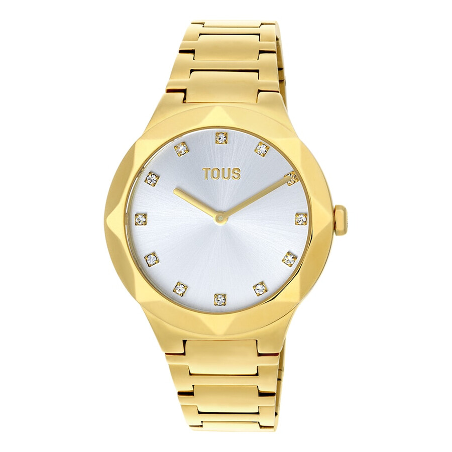 analoge uhr mit goldfarbenem ipg-stahlarmband karat round