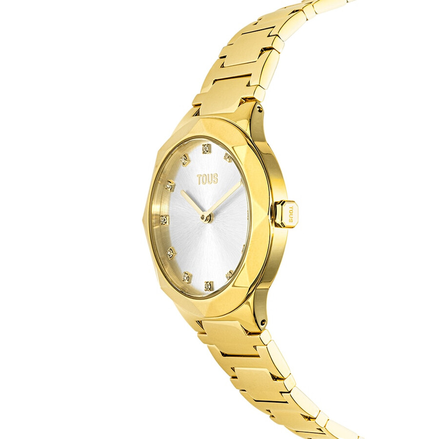 analoge uhr mit goldfarbenem ipg-stahlarmband karat round