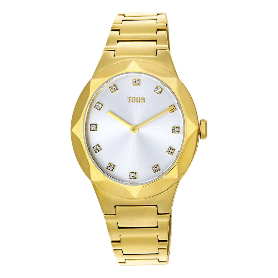 analoge uhr mit goldfarbenem ipg-stahlarmband karat oval